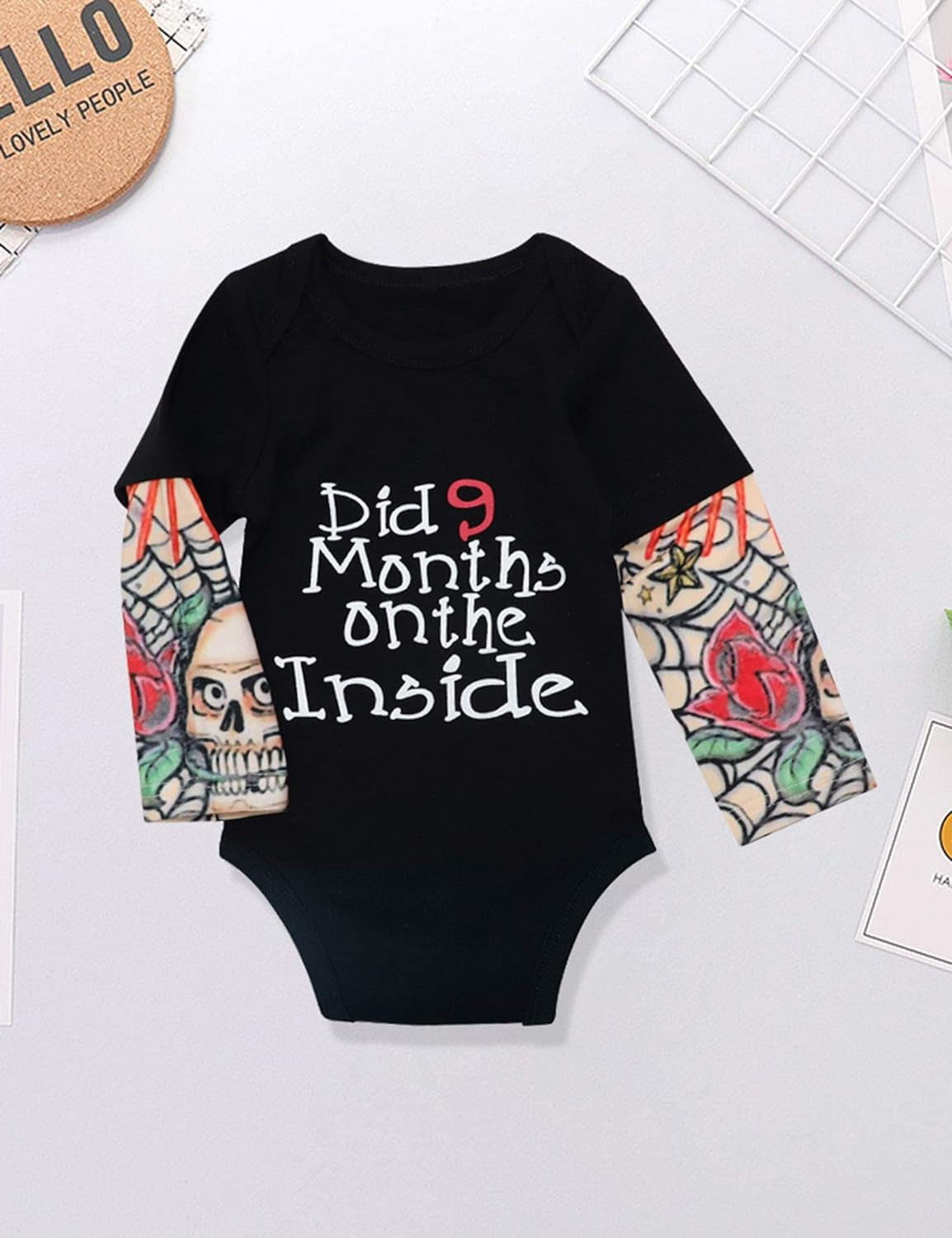 Baby Boy Clothes, Baby Clothes Letter Print Romper Tattoo Sleeves Bodysuit for Boy