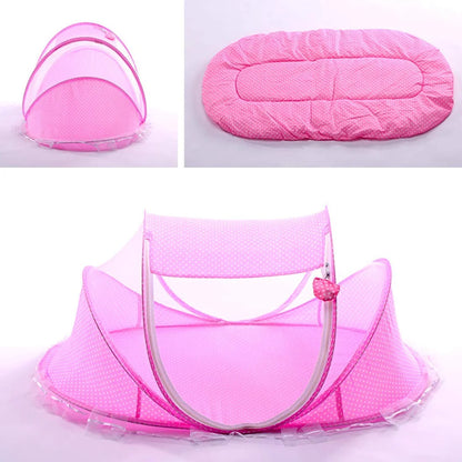 Baby Bed Mosquito Net, Portable Folding Bed Pop up Summer Travel Crib with Mosquito Net Baby Cribs Newborn Baby Crib,Pink,F118143