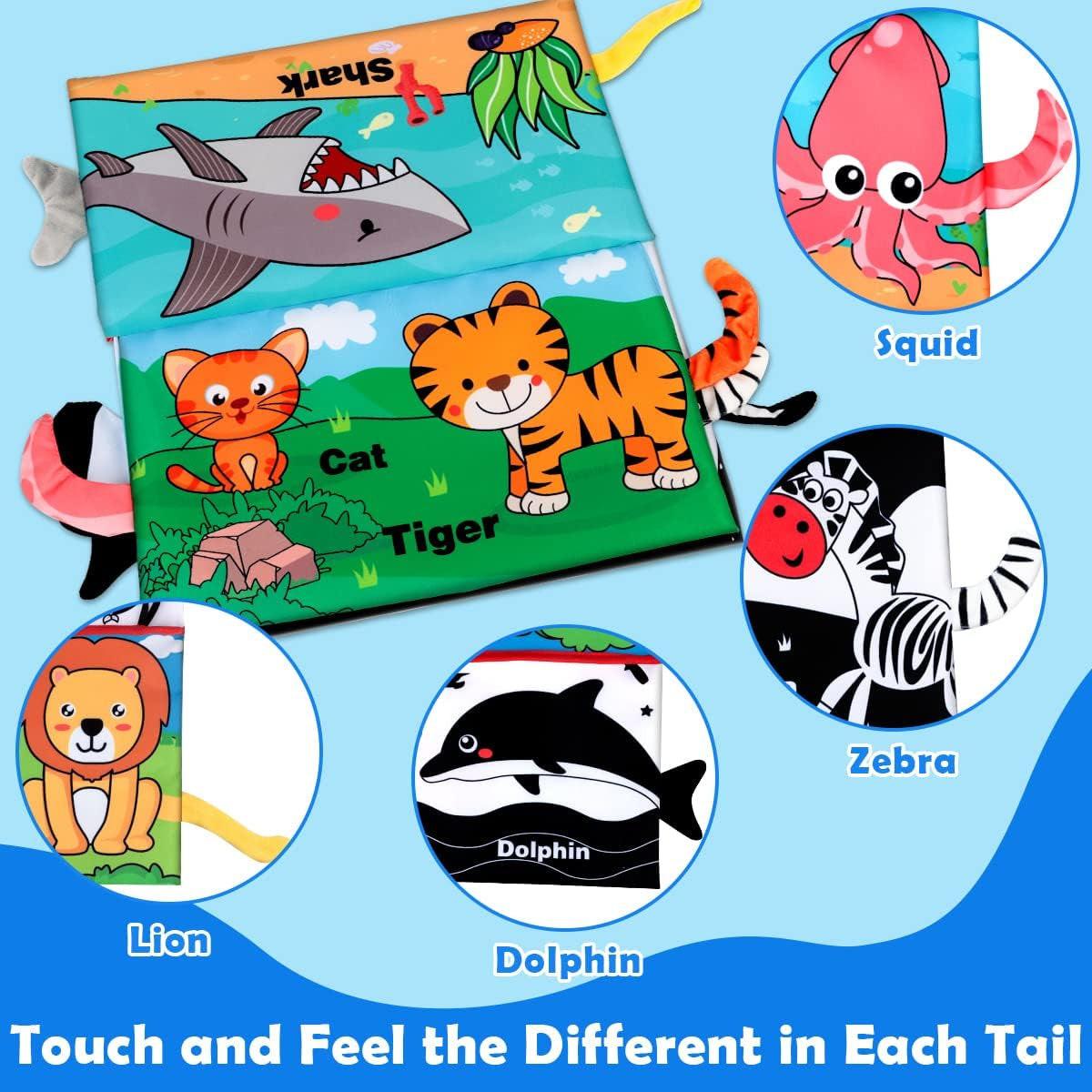 Tummy Time Toy Baby Mirror Infant Toys with Cloth Book.