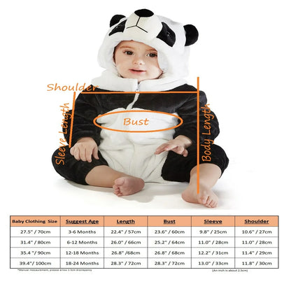 Boy and Girl Infant Panda Bear (Black/White) Hooded Romper, Infant 6-12 months