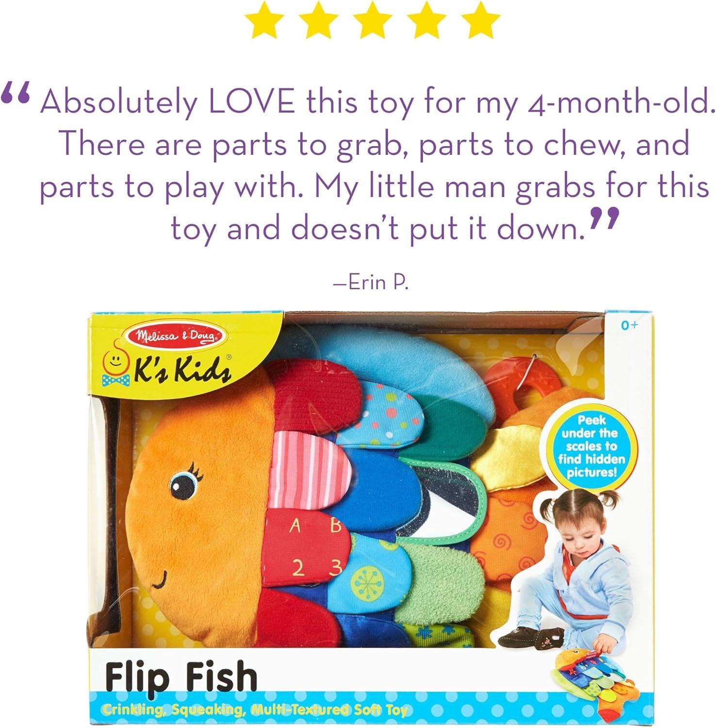 Flip Fish Stuffed Animal, Soft Baby Book.