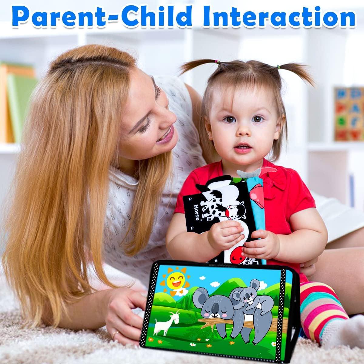 Tummy Time Toy Baby Mirror Infant Toys with Cloth Book.