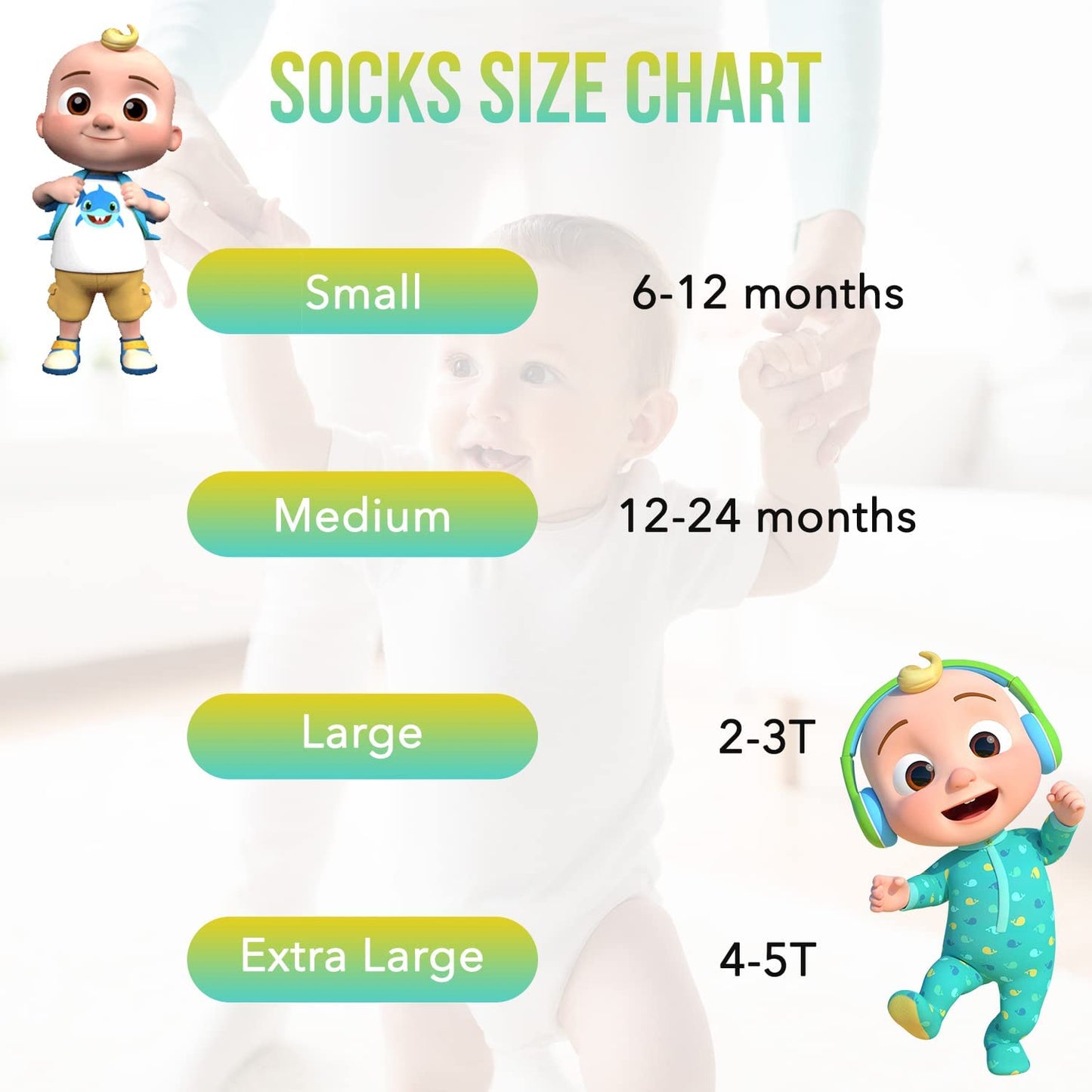 Cocomelon Socks 10 Pack Baby Socks and Toddler Socks 2T-5T Cocomelon Socks for Toddler Boys