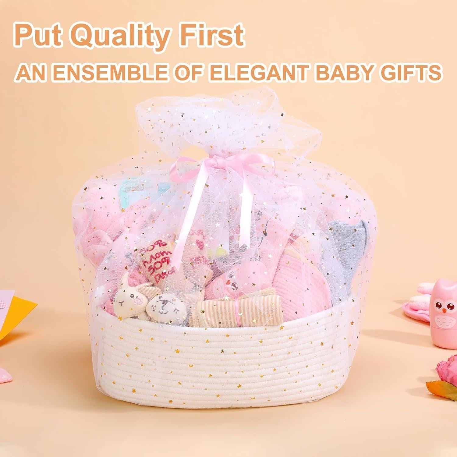 27-Piece Baby Girl/Boy Shower Gift Basket Set.
