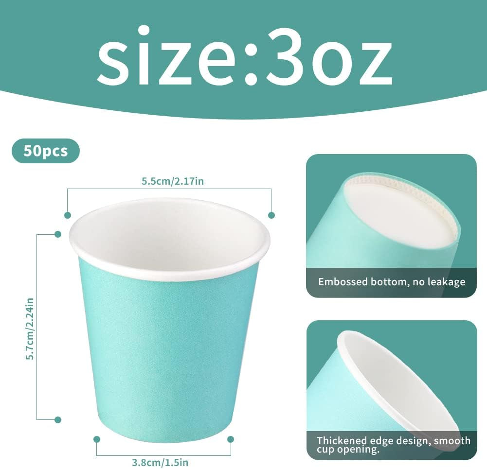 50 Pack 3 Oz Paper Cups, Bathroom Cups Disposable,Moushwash Cups Small Snack Cups for Water, Juice,Candy Ideal for Party Bathroom and Office