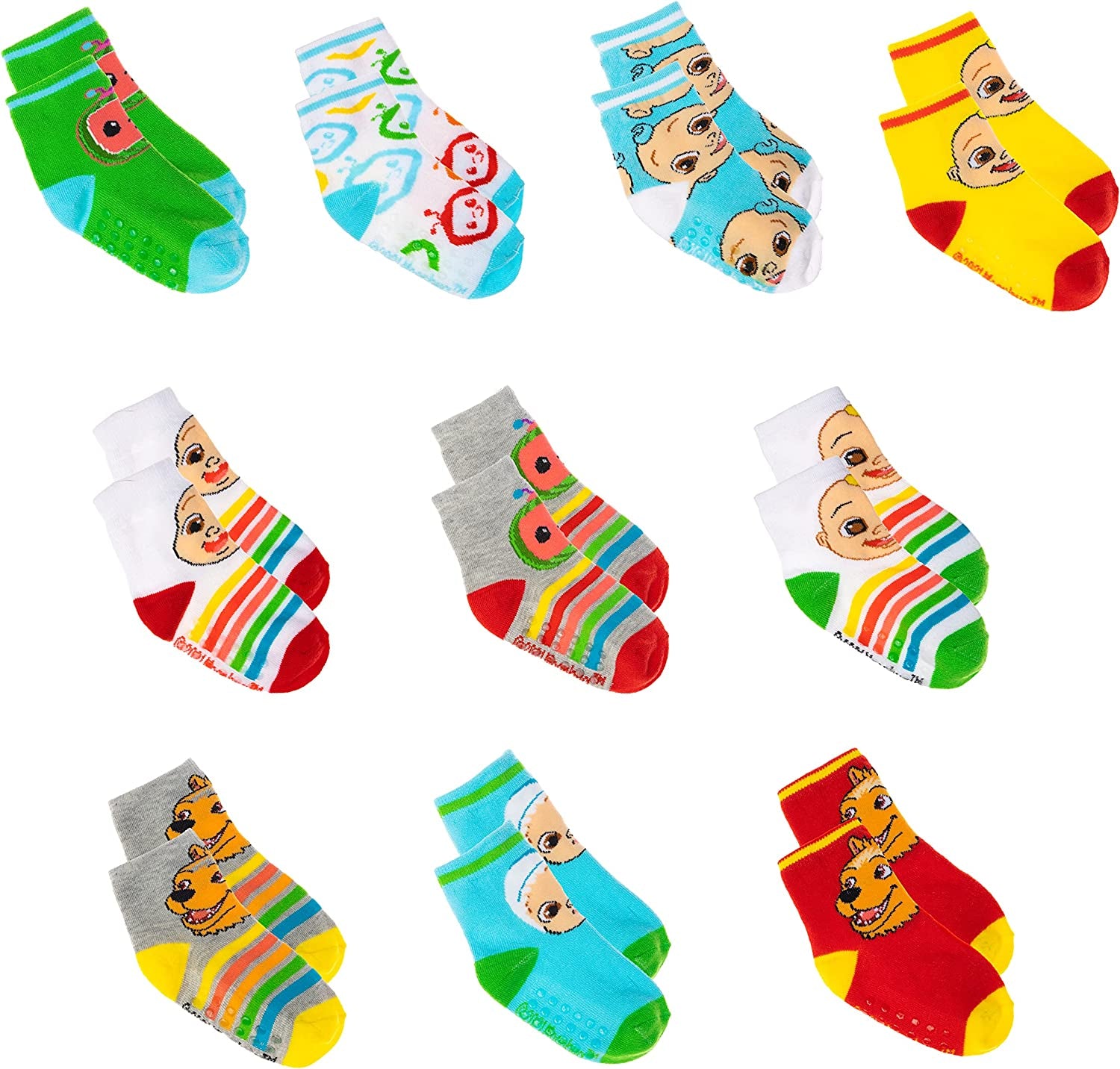 Cocomelon Socks 10 Pack Baby Socks and Toddler Socks 2T-5T Cocomelon Socks for Toddler Boys