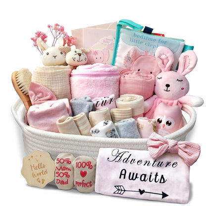 27-Piece Baby Girl/Boy Shower Gift Basket Set.