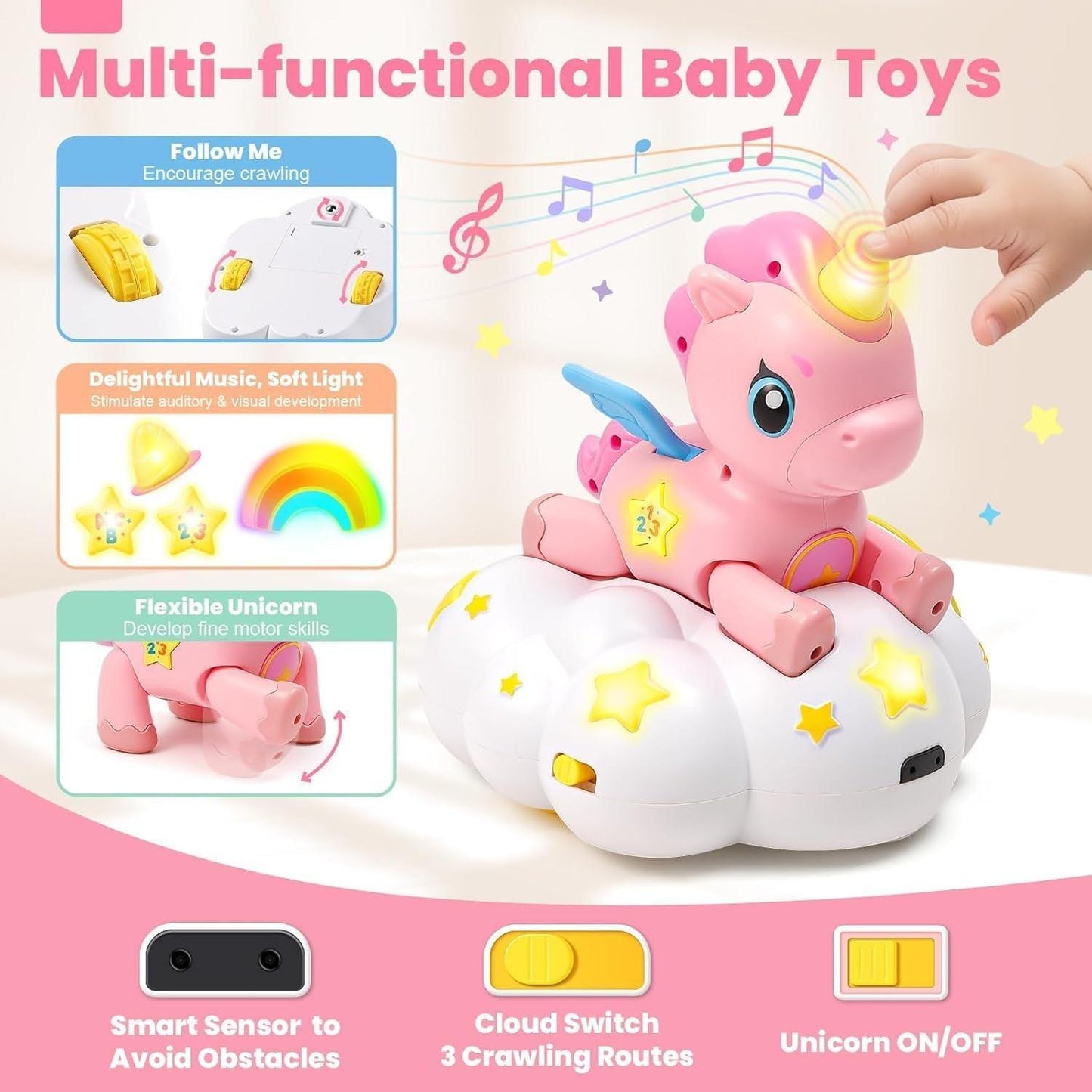 Musical Crawling Baby Toy 6-12 Months+, Sensory Learning Development Toy.