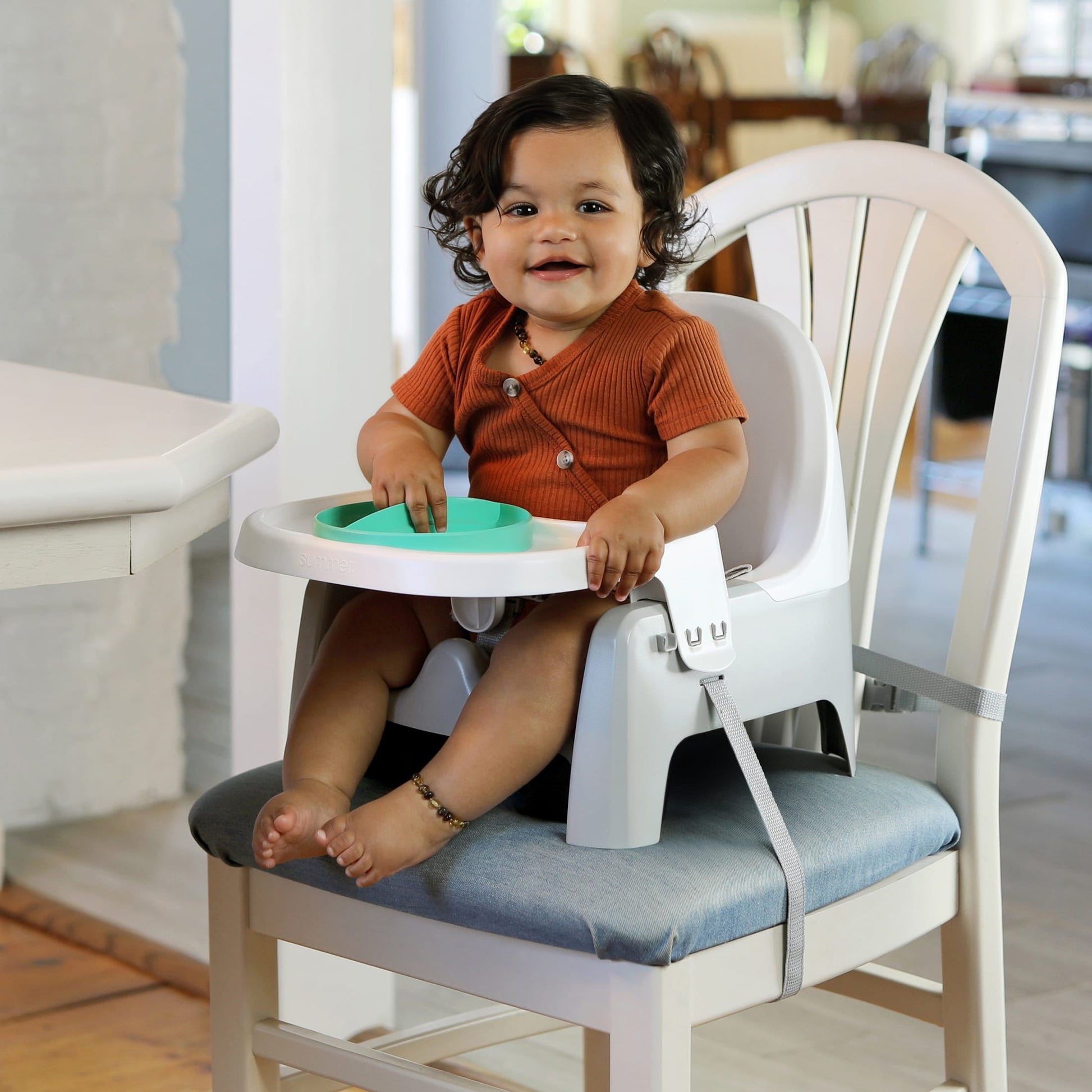 Deluxe Learn-To-Dine Feeding Seat, for Ages 6 Months - 3 Years - Orange & Teal